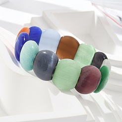 Pulseras elásticas de cuentas hechas a mano con lampwork para hombres y mujeres&nbsp;BJEW-G738-01A-06
