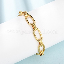 304ステンレススチール製ツイストオーバルリンクチェーンブレスレット（女性用）  ゴールドカラー  6.69インチ（17cm）&nbsp;BJEW-F536-05G