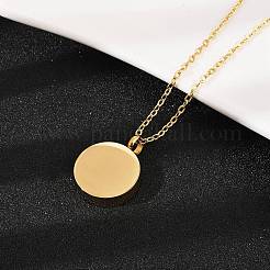 304 нержавеющая сталь плоская круглая подвеска урна для праха домашних животных ожерелья&nbsp;LS-NJEW-S455-01G