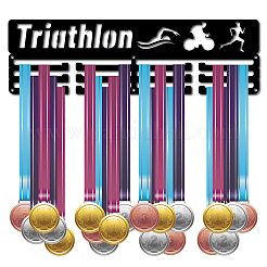 Wort Triathlon Mode Eisen Medaille Aufhänger Halter Display Wandregal&nbsp;ODIS-WH0021-035