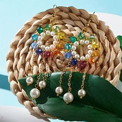 Anneau avec chaîne pompon boucles d'oreilles pendantes pour fille femmes&nbsp;X1-EJEW-TA00019
