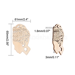 Неокрашенные деревянные большие подвески WOOD-PH0008-35