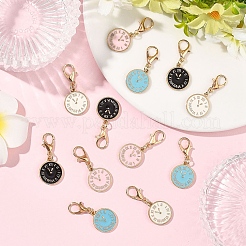 12 шт. 4 стильных подвесных часовых украшений из сплава и эмали&nbsp;HJEW-YW00259