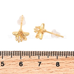 Серьги-гвоздики из латуни с прозрачным фианитом и прозрачным фианитом EJEW-C158-09G