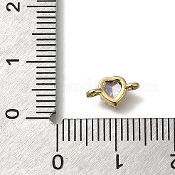 Cremagliera placcatura ottone zirconi cubici cuore maglie connettore ciondoli&nbsp;KK-M014-01C-G