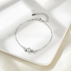 Bracelets à maillons en argent sterling avec micro pavé de zircones cubiques&nbsp;BJEW-V008-02P