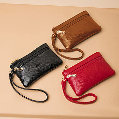 3 cartera con cremallera de piel sintética de doble capa en 3 colores&nbsp;AJEW-CL0005-46