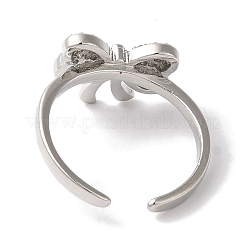 Открытые манжеты из латуни с бантом и микро-паве с прозрачным цирконием для женщин&nbsp;LS-RJEW-C098-03P