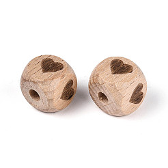 Гравированные бусины из бука&nbsp;WOOD-N022-06B