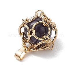 Плетеный мешочек из нержавеющей стали с подвесками из пакраме и драгоценными камнями&nbsp;PALLOY-JF02735-01