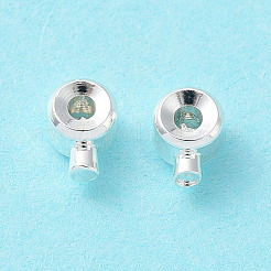 真鍮製つぶし玉カシメ玉  長持ちメッキ  コラム  銀  4.5x3.5x2.5mm  穴：0.9mm&nbsp;X-KK-Z030-17A-S