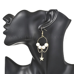 Латунные серьги с подвесками в виде звезд EJEW-JE06807