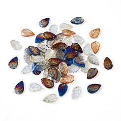 140 個 7 色のガラスペンダント  ヘアアクセサリー用  葉  ミックスカラー  17.5x11x3mm  穴：1.2mm  20個/カラー&nbsp;GLAA-SW0001-01