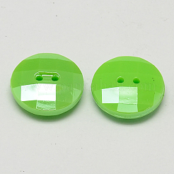 台湾アクリルボタン  パール光沢  多面カット  2穴  フラットラウンド  春の緑  13x4.5mm  穴：1mm&nbsp;BUTT-F022-13mm-C11