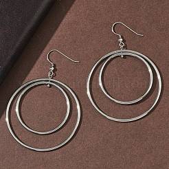 Плоские круглые серьги-подвески из нержавеющей стали 304 с гальваническим покрытием&nbsp;EJEW-Z129-09P