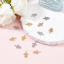 201 ステンレススチールリンクコネクター  カメ  ゴールデン·ステンレス鋼色  18x12x1mm  穴：1.2mm  2色  10個/カラー  20個/箱&nbsp;STAS-CA0001-03