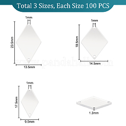 300 шт. 3 стиля ромбовидные акриловые зеркальные пришивные стразы DIY-PH0013-84