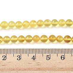 天然琥珀ビーズ連売り  ラウンド  5mm  穴：0.5mm  約71個/連  14.17インチ（36cm）&nbsp;G-L095-B01-5mm-01