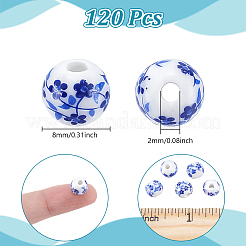 120 шт. фарфоровые бусины ручной работы с принтом&nbsp;PORC-UN0001-05C