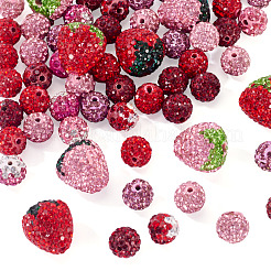 60 шт. бусины из полимерной глины ручной работы со стразами&nbsp;CLAY-BT0001-11