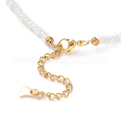 Колье с круглым стеклом и бусинами NJEW-JN03207-03