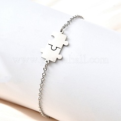 Bracelets à maillons puzzle en acier inoxydable 201&nbsp;BJEW-B128-03P