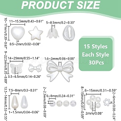 450 шт. 15 стиля акриловые и АБС-пластиковые бусины OACR-AR0001-23