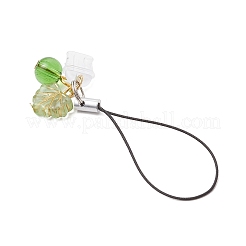 Брелки для мобильных телефонов с подвесками в виде листьев из стекла и акрила&nbsp;HJEW-JM03341