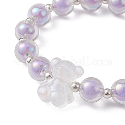 Braccialetto elasticizzato da donna con perline orsetto acrilico luminoso&nbsp;BJEW-JB09775