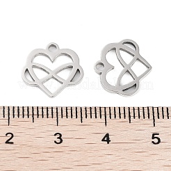 変色しない316ステンレススチールチャーム  ハートチャーム  レーザー切断  ステンレス鋼色  12.5x13x1mm  穴：1.5mm&nbsp;STAS-C096-12A-P