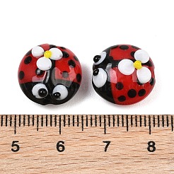 手作りランプワークビーズ  てんとう虫  レッド  14.5x15x10mm  穴：1.8mm&nbsp;GL-CBAD7C3-03