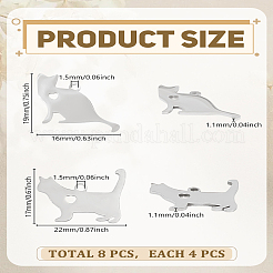 8 шт. 2 подвески в виде котенка из нержавеющей стали 304&nbsp;STAS-LP0003-60