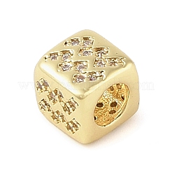 Messing Micro Pave klare Zirkonia europäische Perlen&nbsp;KK-K368-01G-11