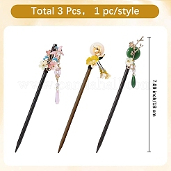 3 bâtonnet à cheveux en verre de 3 styles&nbsp;MRMJ-DJ0001-13A