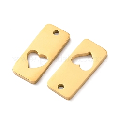 304ステンレスペンダント  ハートのチャームが付いた長方形の切り抜き  ゴールドカラー  18x8x1.3mm  穴：1.6mm&nbsp;STAS-E529-01G