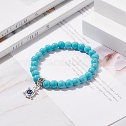 Bracciale elastico sintetico con perline turchesi&nbsp;BJEW-JB08218