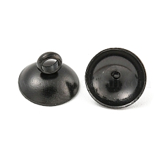 304ステンレススチールビーズキャップペンダントベイル  グローブガラスバブルカバーペンダント用  ブラック  7mm  穴：1.8mm&nbsp;STAS-G224-24B-09