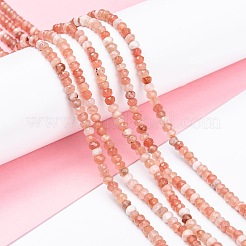 染め天然マレーシアジェイド翡翠ロンデルビーズ連売り  多面カット  ライトコーラル  4x2~3mm  穴：1mm  約110~115個/連  14インチ&nbsp;G-E316-2x4mm-42
