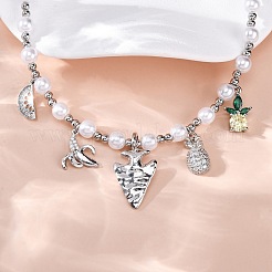 Ожерелья из латунных бусин с микропаве из прозрачного кубического циркония NJEW-Z059-05P