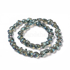 透明電気メッキガラスビーズ連売り  虹メッキ  スター  アクアマリン  15x15x9mm  穴：1.2mm  約45個/連  23.62インチ（60cm）&nbsp;GLAA-C025-01L