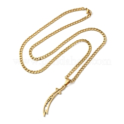 Ожерелья с подвеской в виде ятагана из полой нержавеющей стали 201 для женщин и мужчин&nbsp;LS-NJEW-F324-10G