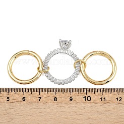 Messing-Fingerringe mit Mikropavé und Zirkonia für Damen&nbsp;RJEW-P160-01C-G01
