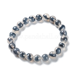 ユニセックスナチュラルシュガーハート瑪瑙ビーズストレッチブレスレット  透明  ビーズ：8~8.5mm  内径：2~2-1/4インチ（5.2~5.8cm）&nbsp;BJEW-K097-01A-04