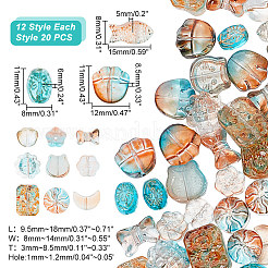240шт 12 стиля прозрачные стеклянные бусины GLAA-AR0001-40
