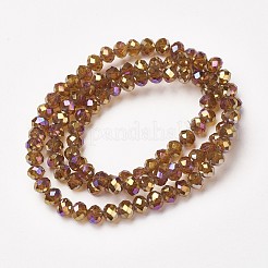 電気メッキ透明ガラスビーズ連売り  フル虹メッキ  多面カット  ロンデル  シエナ  2.5x2mm  穴：0.4mm  約199個/連  13.4インチ（34cm）&nbsp;EGLA-A034-T1mm-T10