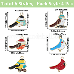 24 Stück 6 Stile Legierung Emaille Vogel Anschluss Charms&nbsp;ENAM-SC0007-53