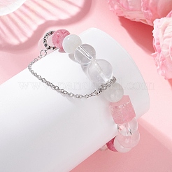 Braccialetti elastici con perline di pietre preziose miste naturali per le donne&nbsp;BJEW-TA00739-02