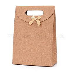 Sacchetti regalo in carta kraft con design fiocco di nastro&nbsp;CARB-WH0009-05B