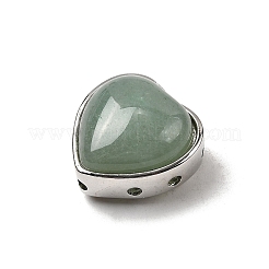 Латунные многорядные звенья из натурального зеленого авантюрина в форме сердца&nbsp;G-B149-13P-02