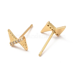 Серьги-гвоздики с бантом из прозрачного кубического циркония&nbsp;EJEW-F281-25G